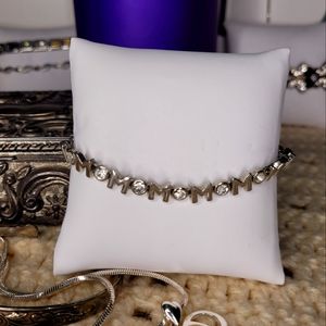 Mom Bangle Bracelet New in Box Cubic Zirconia Sterling Silver Overlay